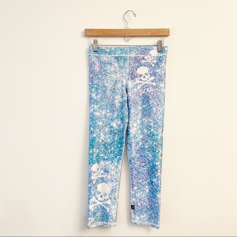 Soul Cycle x Terez Splatter Cropped Leggings Light Blue Size Small‎